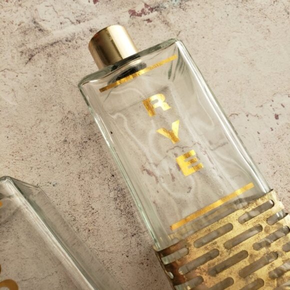 Vintage Midcentury Modern Bohemian Bar Decor Glass Containers Bottles Scotch Rye - Picture 4 of 10